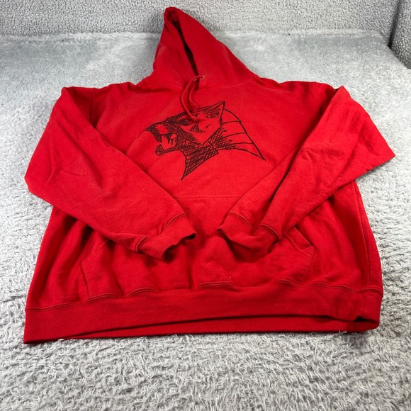AWDis Just Hoods Other - AWDis Just Hoods JH001 Red Graphic Wolf Hoodie Mens Large Pullover Sweatshirt
